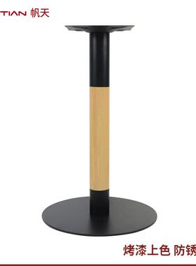 简咖约款仿木FT-B210纹底拼黑色铁艺桌脚啡店店酒酒吧餐桌座工厂