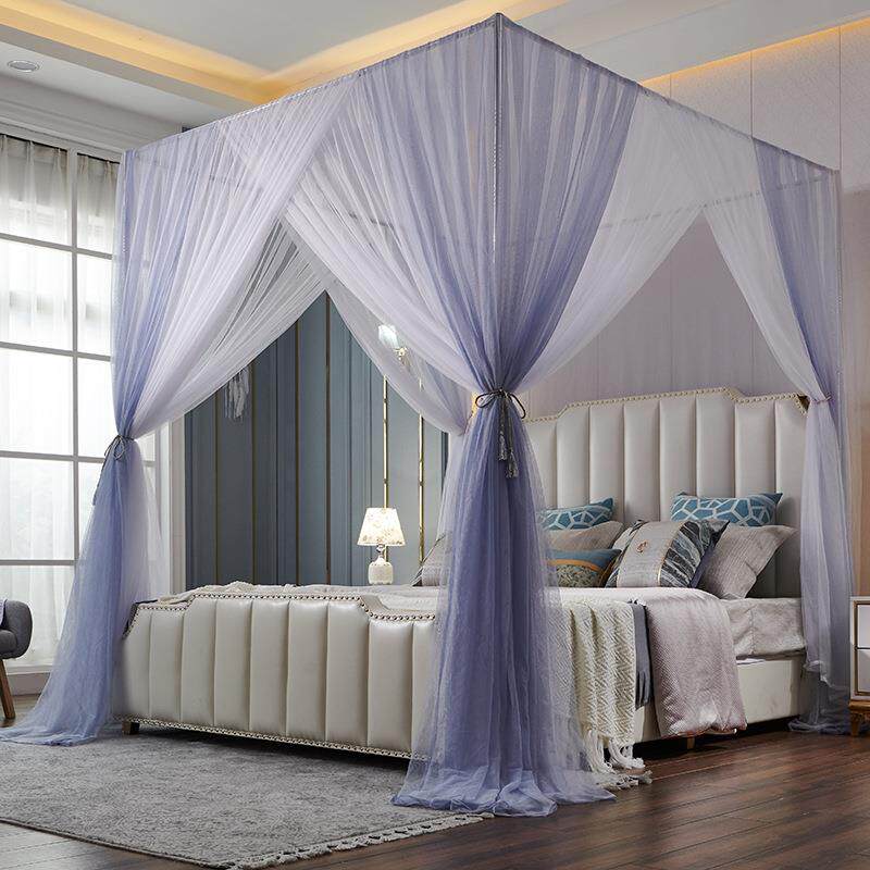 三开门落地蚊帐1.5m床双层色公主风1.8m双人家用支架纹账2米