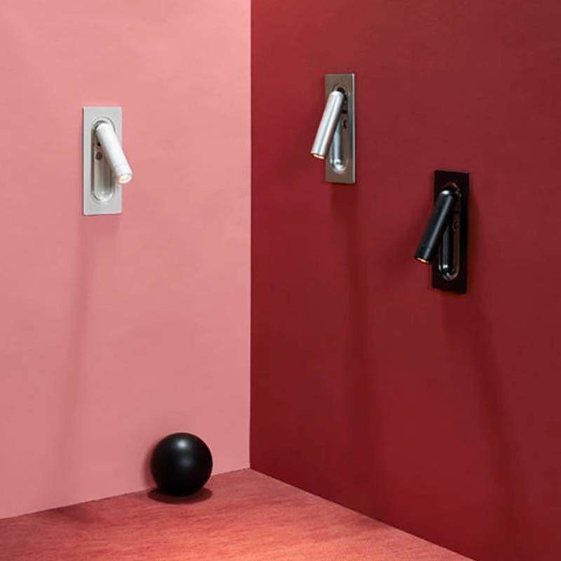 现代床头射灯酒店民宿书房灯轻奢简约卧室嵌入式可调角度开关壁灯