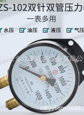 上海天川双针双管压力表YZS-102铁路船舶1000/1200KPa高静压力计