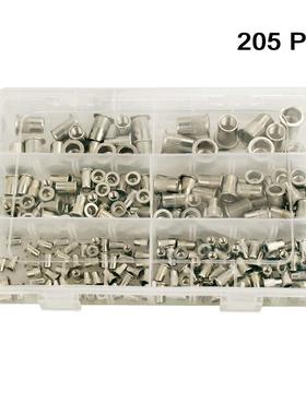 205PCS盒装不锈钢铆钉螺母M3M4M5M6M8M10平头竖纹拉铆