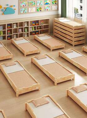 LN幼儿园午睡床实木托管班小学生午睡床实木儿童床幼儿园午休叠叠