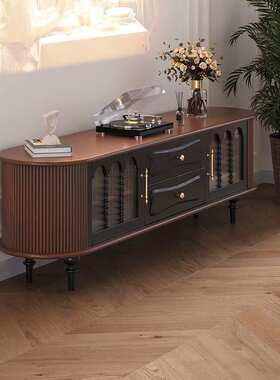 XW法式复古实木温蒂电视柜黑色美式小户型客厅储物柜中古风家具