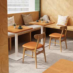日式风实木桌椅组合原木色轻食餐厅商用餐桌椅奶茶寿司料理店餐桌