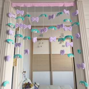 紫结初音门帘家用高颜值公主心门帘装饰挂帘免打孔隔断帘女