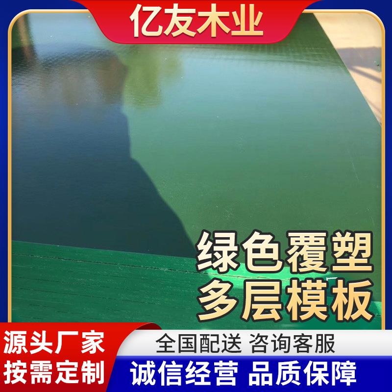 厂家销售建筑PVC绿色覆塑多层模板滑雪机械板模板木板