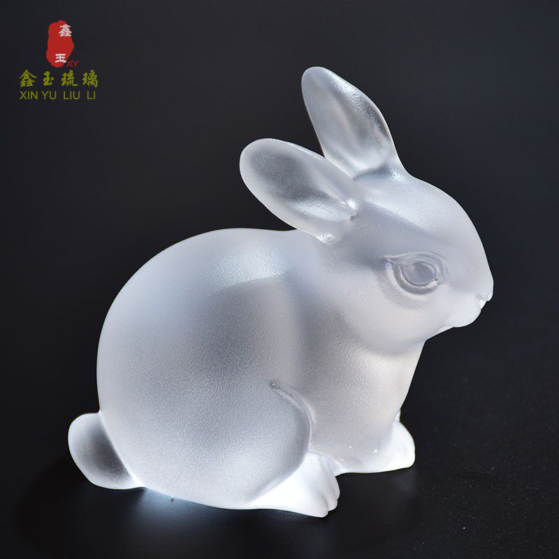 琉璃兔子摆件工艺品可爱轻奢创意生肖玉兔送福一对创意生日礼物