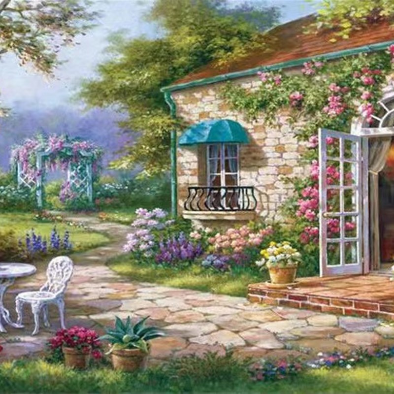 40*50田园风河边小木屋钻石画diy全新满钻带工具现代简约装饰