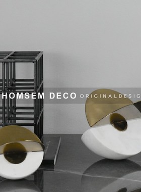 简约现代轻奢白色拼接圆球体摆设品创意艺术软装饰品家居桌面摆件