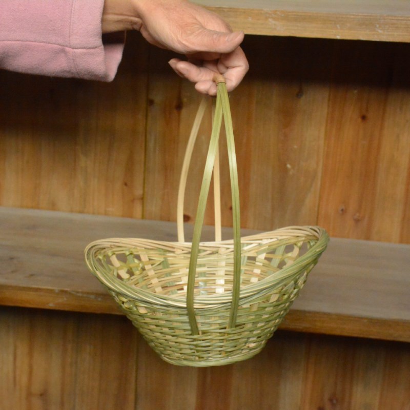 竹篮子手提竹编制品家用元宝采摘篮农家手工编织装小吃零食草莓篮