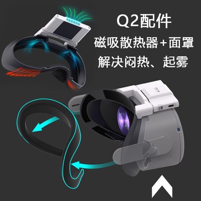 Oculus quest 2 VR一体机去雾透气降温磁吸风扇散热器可拆卸面罩