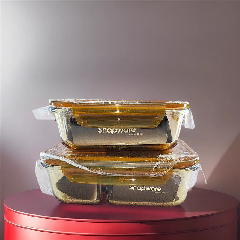 康宁玻璃饭盒琥珀色600ml/980ml分隔保鲜盒耐热餐盒上班族便当盒