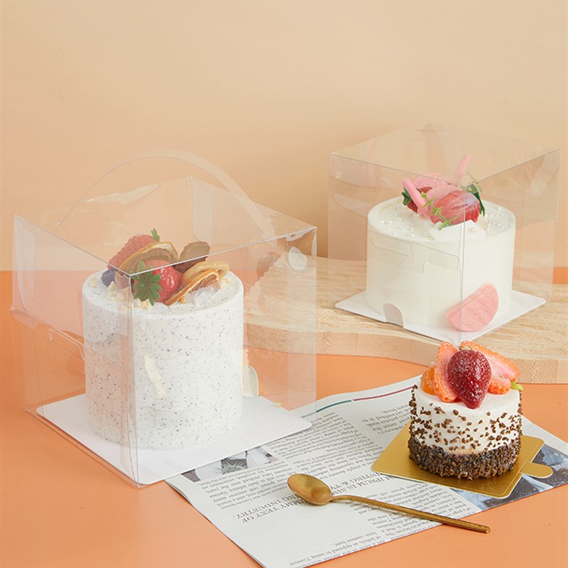 3/4/6寸切块蛋糕盒手提透明西点盒慕斯泡芙千层烘焙打包盒子切件