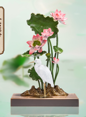 朱炳仁铜 一鹭莲升摆件客厅玄关电视柜办公室装饰乔迁节日礼物