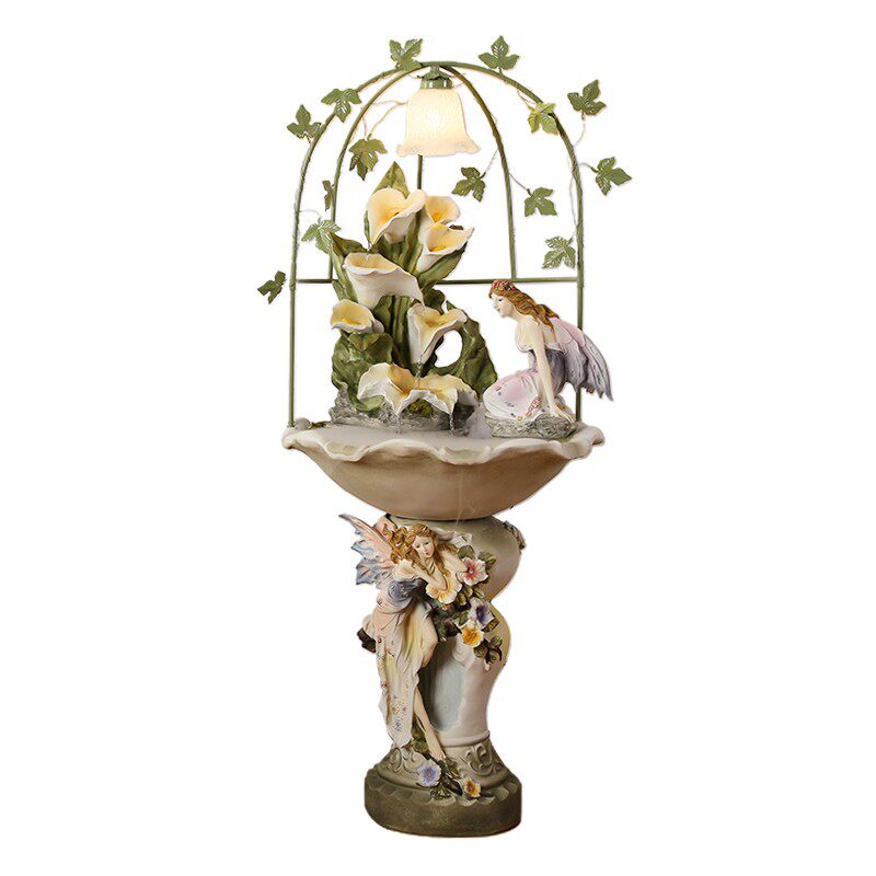 欧式美容院落地流水客厅电视柜装饰品摆件大型家居加湿器开业礼品