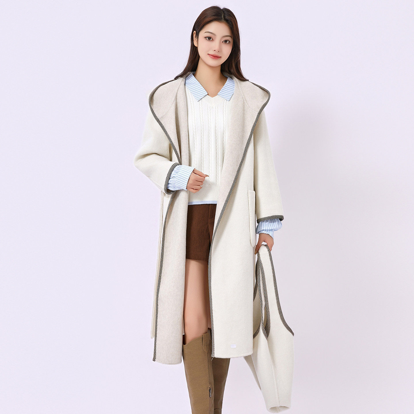 蜜澳2025秋冬新款毛呢大衣中长款极简风保暖连帽毛呢外套女装,女装/女士精品,毛呢外套,淘宝优惠券,粉丝福利购,淘宝优惠卷