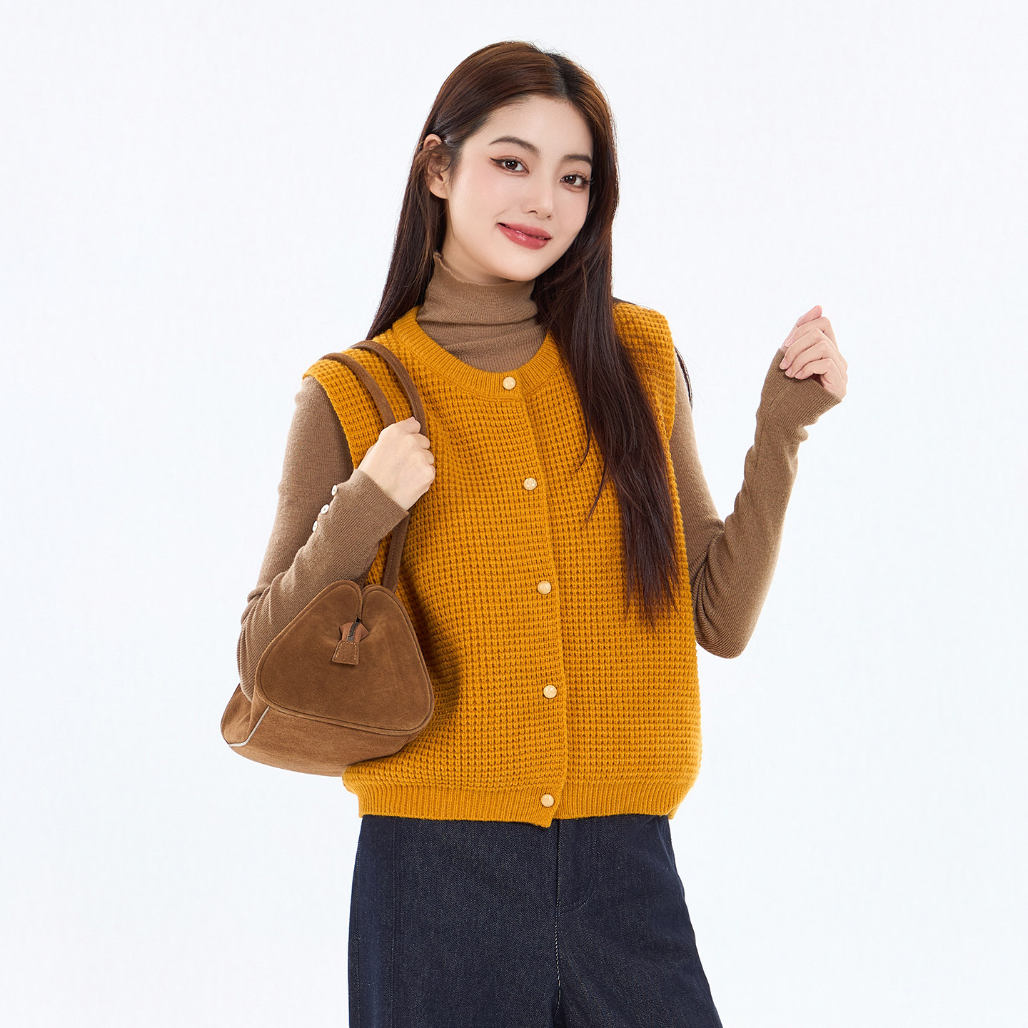 蜜澳2026春季毛衣针织衫百搭显瘦背心打底毛衫女洋气上衣女