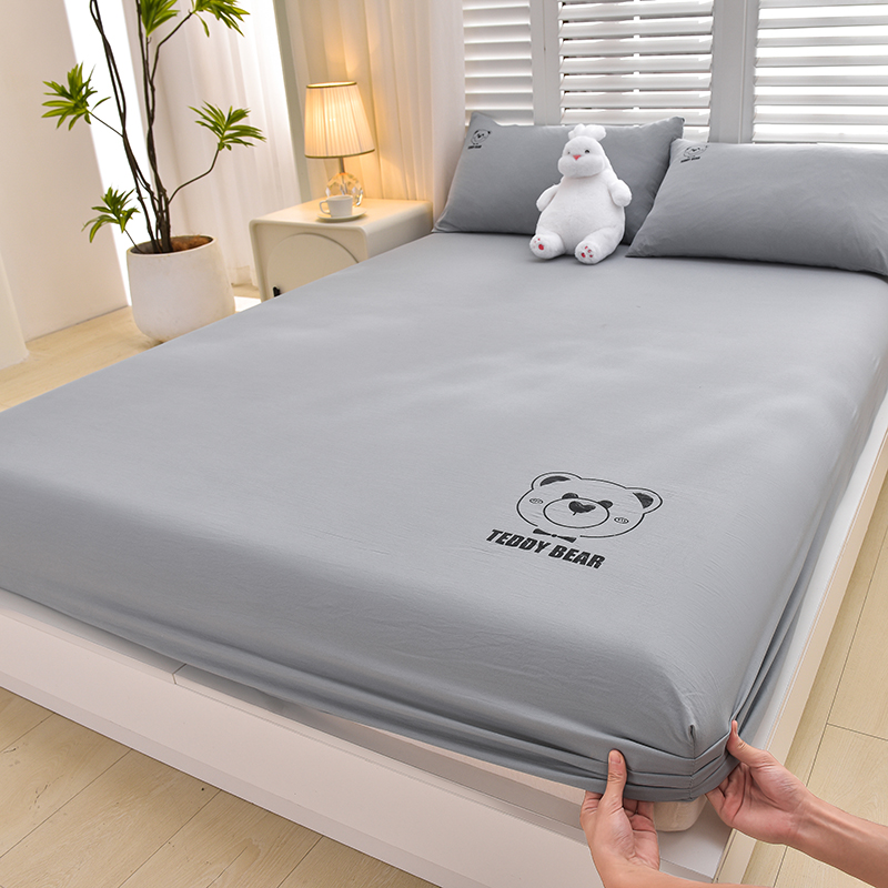 床笠单件纯色床单j防滑一米五米席梦思床垫保护套床罩枕套三件套3
