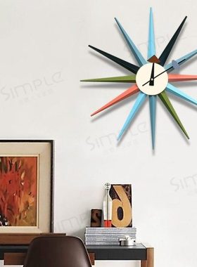 北欧经典Nelson尼尔森创意太阳挂钟家用客厅时钟餐厅卧室钟表定制