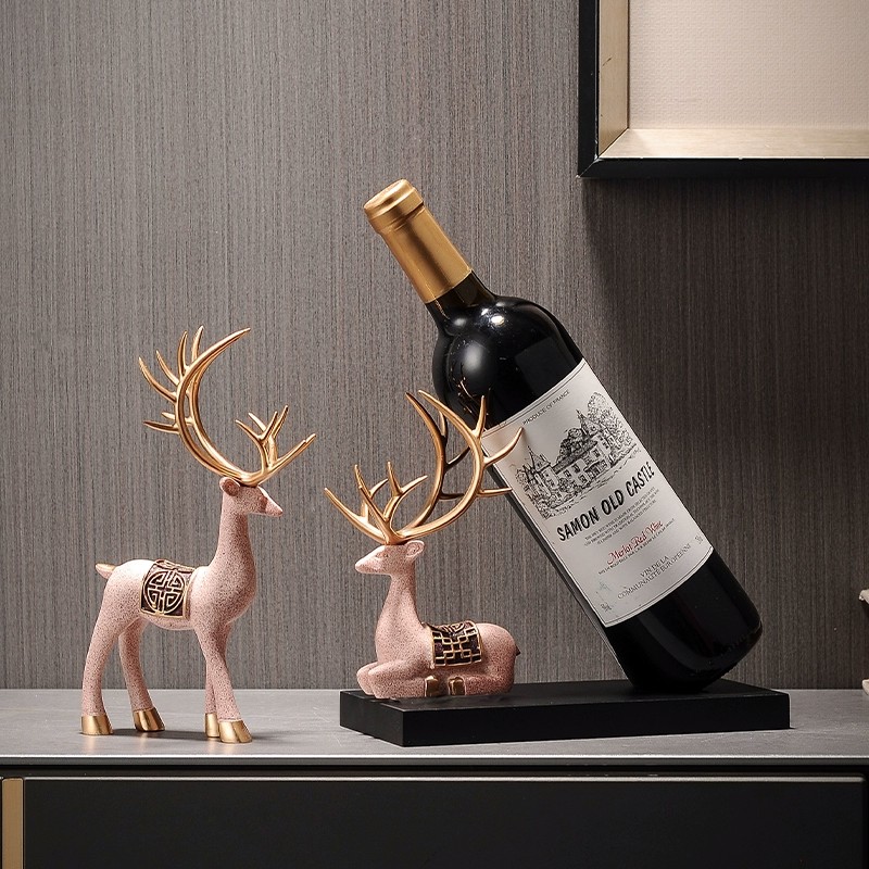 小鹿酒架摆件新中式轻奢创意红酒瓶酒托客K厅酒柜家居装饰乔迁礼