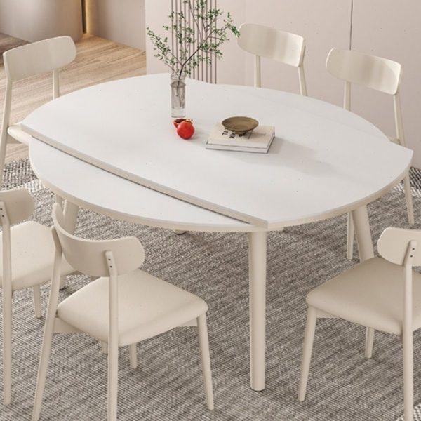 奶油风可伸缩折叠圆桌子现代简约家用小户型实木岩板餐桌椅组合,住宅家具,岩板餐桌,淘宝优惠券,粉丝福利购,淘宝优惠卷