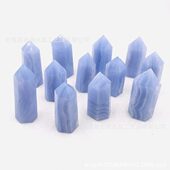 吉诺水晶柱 蓝纹玛瑙尖柱 蓝纹玛瑙能量柱原石打磨家居摆件
