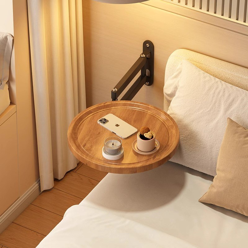 床头置物架可折叠卧室小型创意置B物架多功能壁挂悬浮床头桌小边