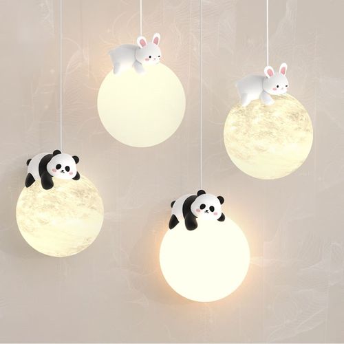 儿童房床头吊灯男孩女孩卧室卡通熊猫过道玄关房间装饰led小吊灯