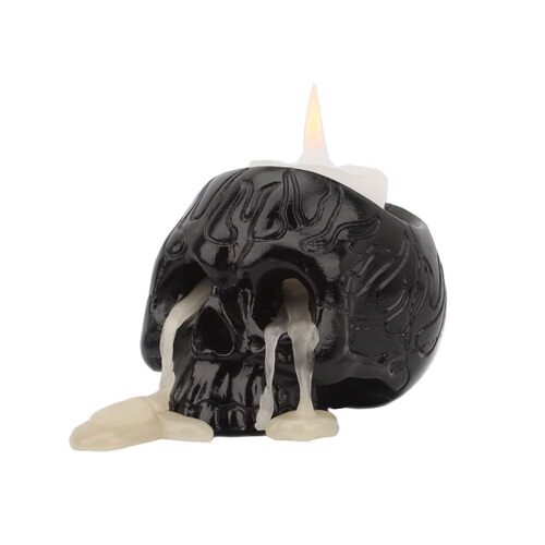 创意家居装饰火纹黑骷髅头烛台 树脂蜡烛底座 工艺品装饰小摆件