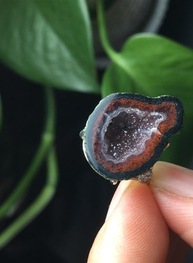 原矿原石原矿玛瑙小晶洞戒指S925银镶嵌聚宝盆玛瑙活口流行饰品