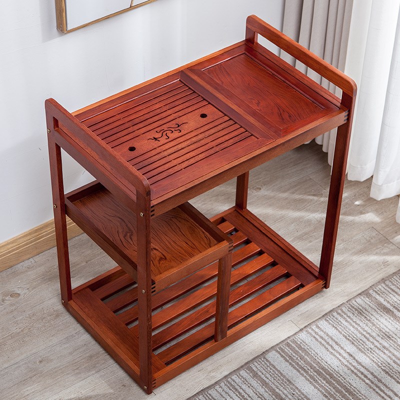 中式移动茶车家用实木小茶台乌金石茶盘自动电磁炉茶水柜泡茶桌