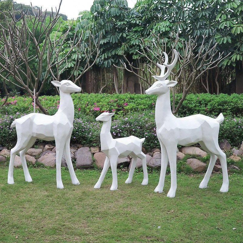户外园林景观几何抽象鹿玻璃钢梅花鹿雕塑房地产动物装饰小品摆件