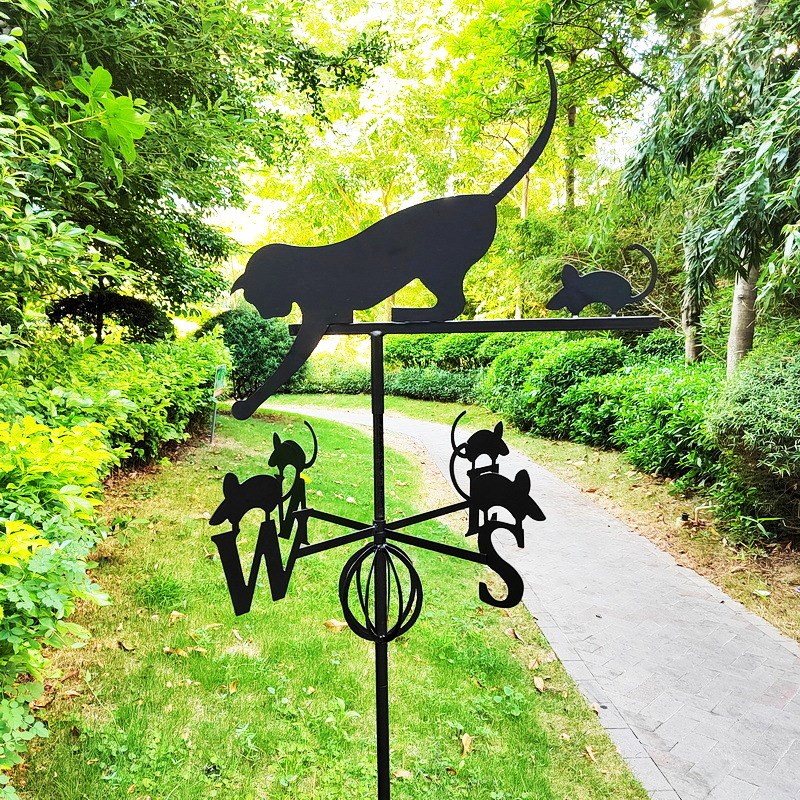 户外花园草坪装饰金属工艺品挂墙地插两用路标铁艺插件方向标