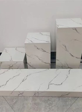 47N长方形木质免烤漆地台仿大理石模特婚纱增高台发光展示台底座