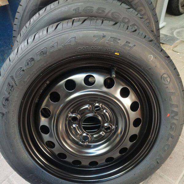 适用比亚迪FO轮毂14寸 比亚迪F0备胎轮胎总成165/60R14钢圈铁备胎