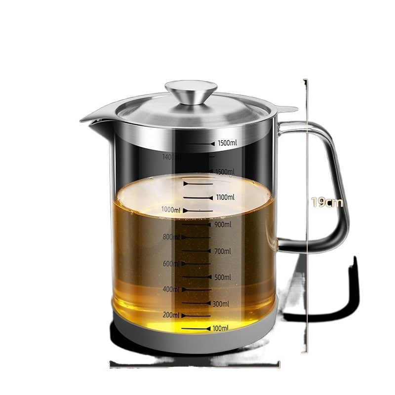 德国滤油壶玻璃家用带过滤网大容量储油罐滤油厨房油渣装油瓶