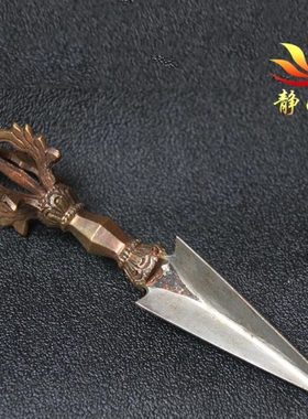 金刚橛尼泊尔纯铜五股金刚杵铁摆件居家供具复古风摆件饰品