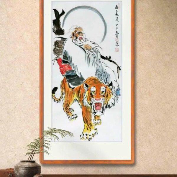 老子出关国画孔子纯手绘字画办公室装饰画心海居士三尺人物GG100