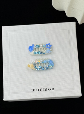 宠物发夹马尔济斯bb夹可爱小鱼蓝色海洋系列约克夏鼻梁夹比熊泰迪