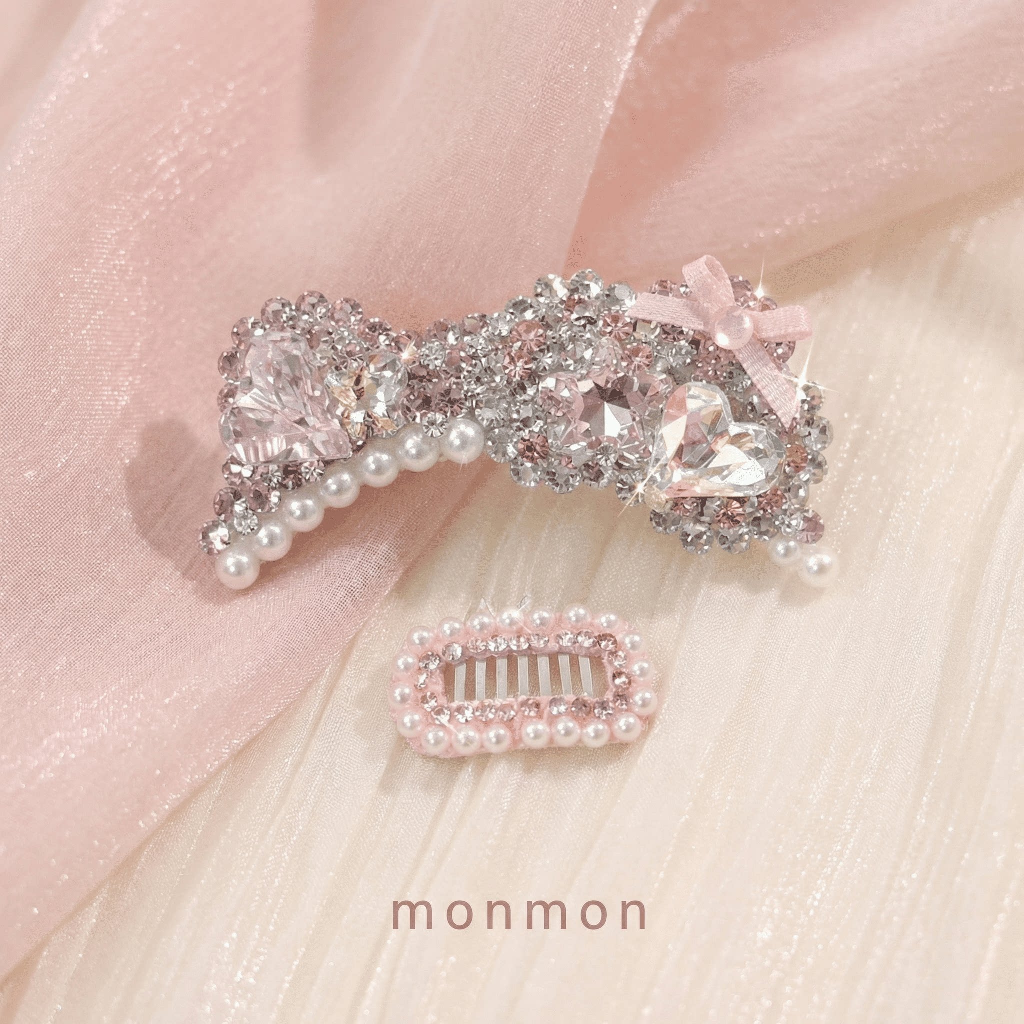 宠物发夹马尔济斯发夹粉色满钻少公主发夹约克夏bb夹泰迪比熊西高