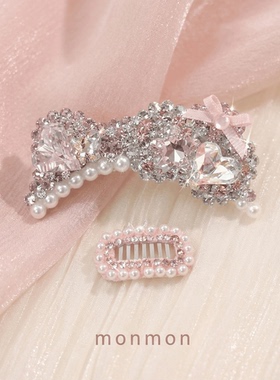 宠物发夹马尔济斯发夹粉色满钻少公主发夹约克夏bb夹泰迪比熊西高