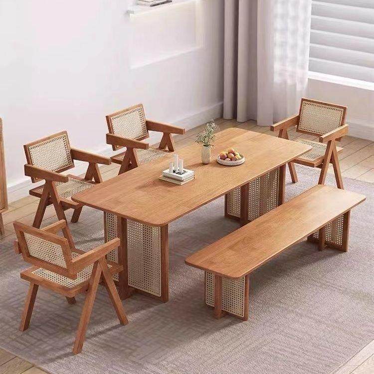 日式实木餐桌家用小户型藤编桌子简约长方形民宿餐桌椅组合直发厂,电子元器件市场,其它元器件,淘宝优惠券,粉丝福利购,淘宝优惠卷