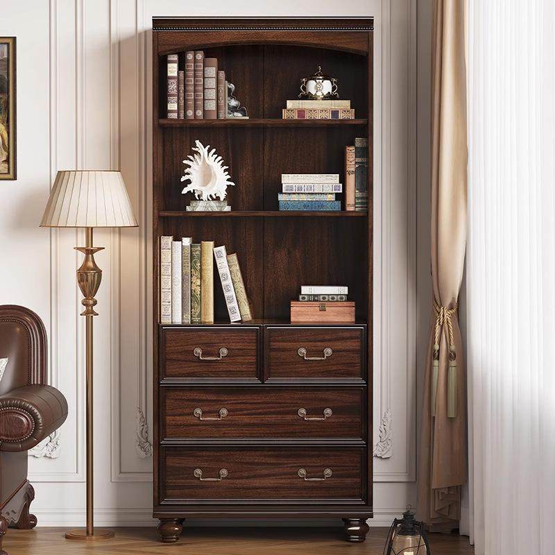 美式全实木书柜家用客厅黑胡桃木展示柜书房复古老钱风收纳储物柜,电子元器件市场,其它元器件,淘宝优惠券,粉丝福利购,淘宝优惠卷