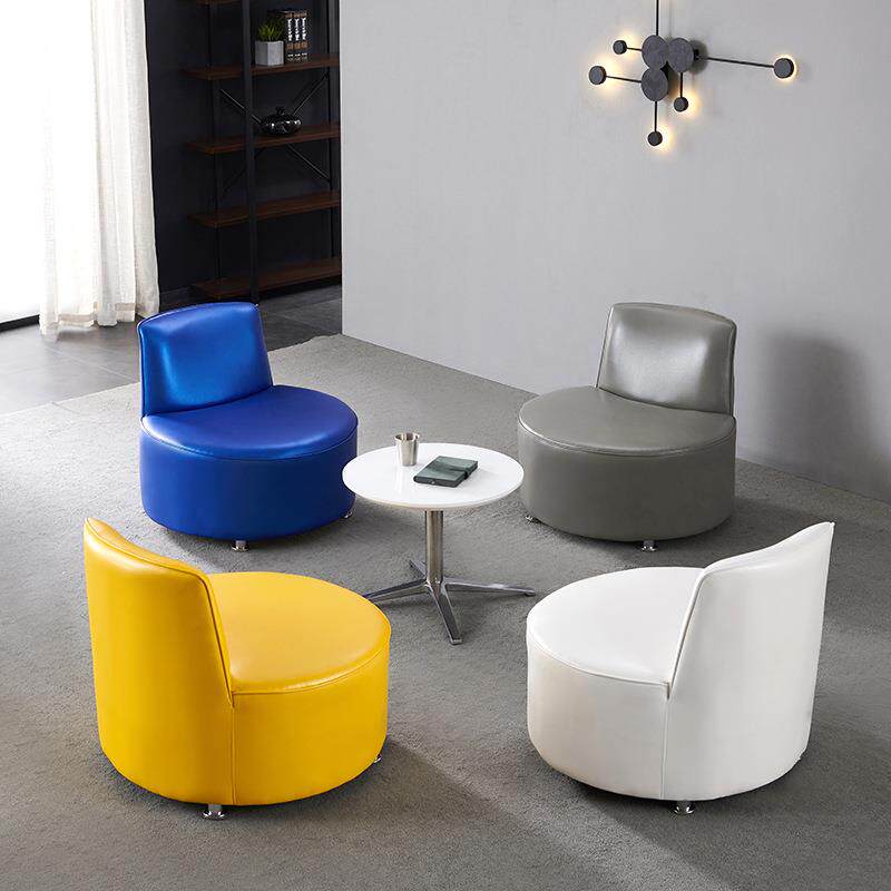 商务现代办公室皮沙发简约休息接待会客区休闲创意单人椅茶几组合