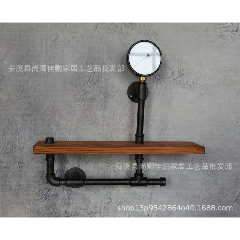 铁艺复古工业风水管置物架墙上装饰书架盆栽架卧室书房装饰高承重