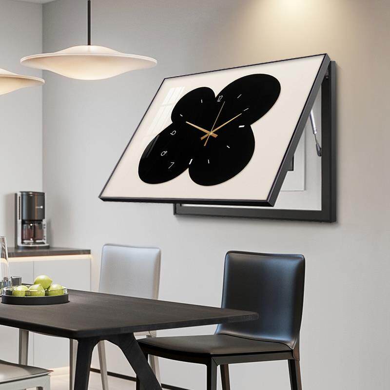 现代简约电表箱装饰画 画带钟表遮挡配电箱电闸盒挂画 画饭厅挂钟