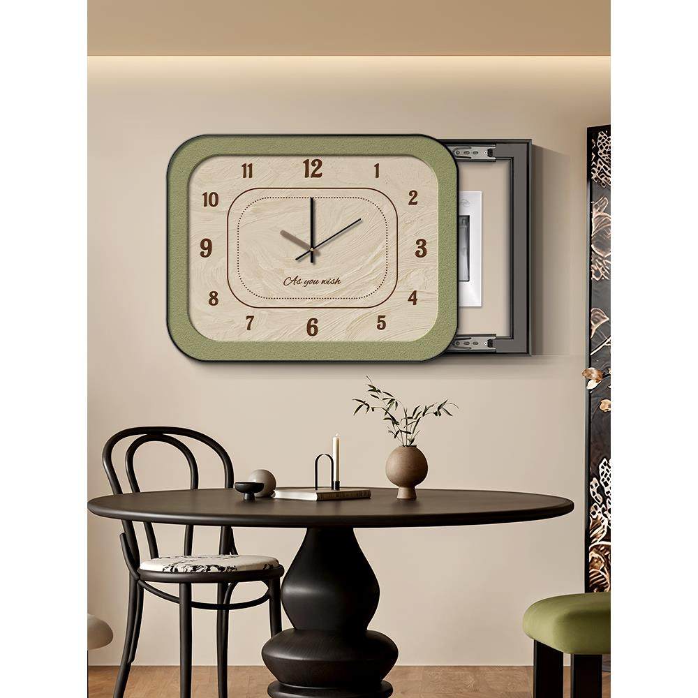 中古风电表箱装饰画带钟表2025新款法式覆古简约配电箱盒遮挡挂画