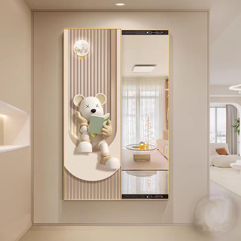 推拉隐藏式全身镜挂画隐形暗藏式穿衣镜壁画玄关镜子装饰画可翻开