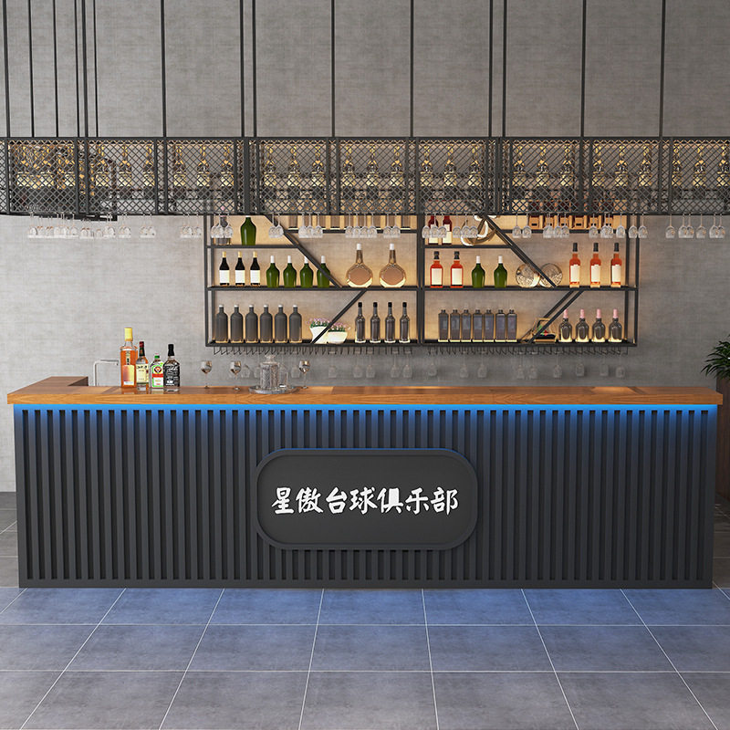工业风酒吧吧台餐厅铁艺收银台店铺小型台球厅桌球馆转角收银柜台