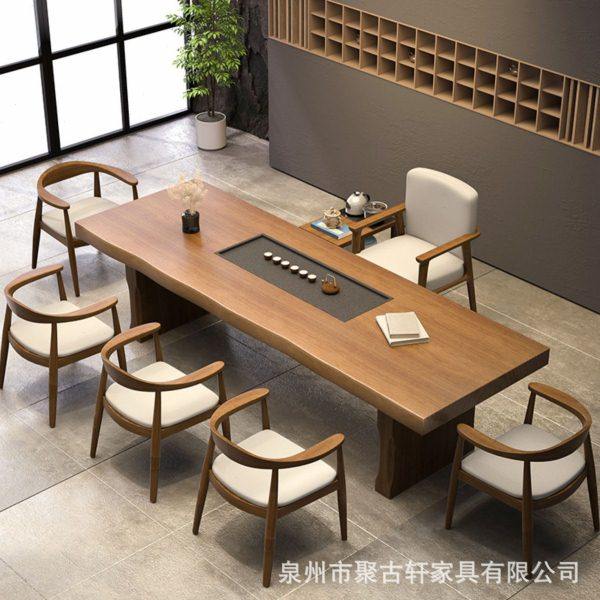 实木公室大板泡茶桌家用茶台新中式茶桌椅组合石头茶盘一体茶桌,商业/办公家具,茶台/茶桌,淘宝优惠券,粉丝福利购,淘宝优惠卷